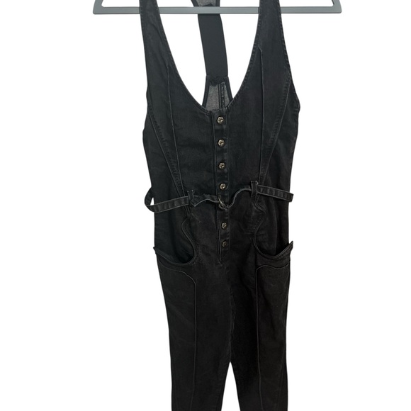 Diesel Denim - Y2k 90s Diesel Denim Dungerees
Jumpsuit Black Medium Buttons And Belt Vintage